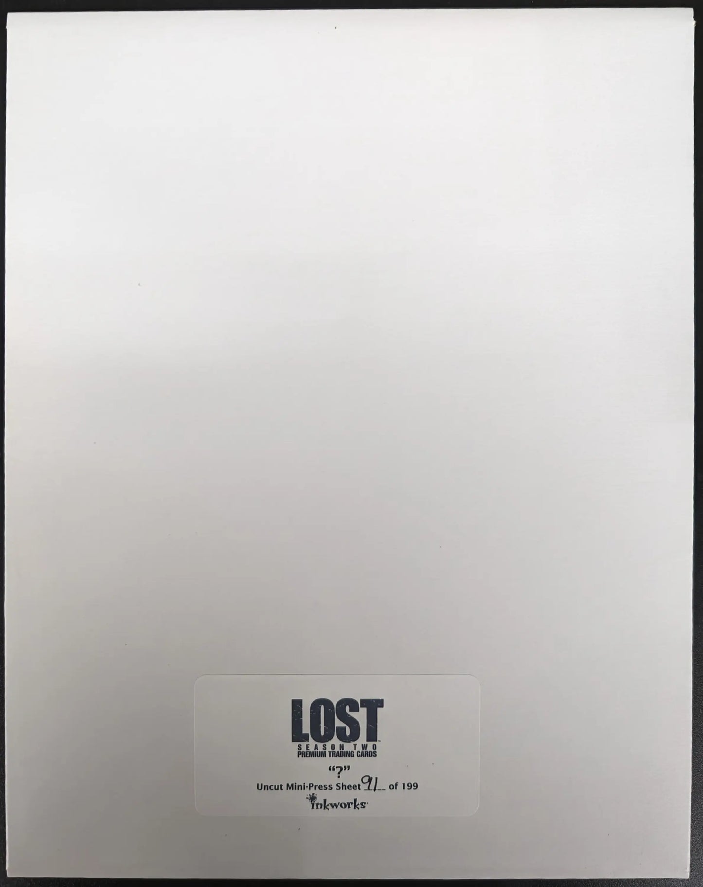 Minimalist poster featuring LOST in Inkworks 2006 Lost Season 2 Question Mark Uncut design