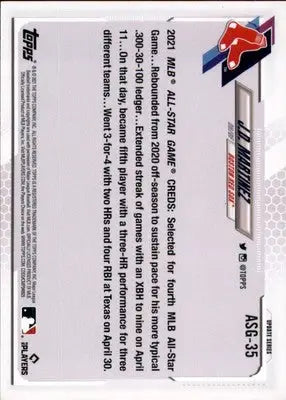 J.D. Martinez 2021 Topps Update 2021 MLB All-Stars #ASG-35 Boston Red Sox - Baseball Card Single
