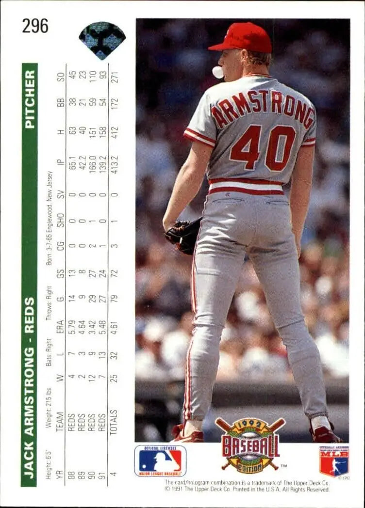 Jack Armstrong 1992 Upper Deck MLB #296 Baseball Card Cincinnati Reds