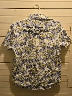 Jack Jones Osaka Cargo Co. Shirt Mens L Floral Short Sleeve White Blue Yellow - Apparel
