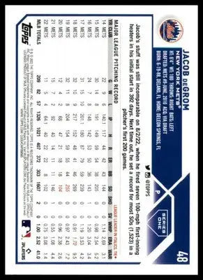 Jacob deGrom 2023 Topps #48 New York Mets - Baseball Card Single