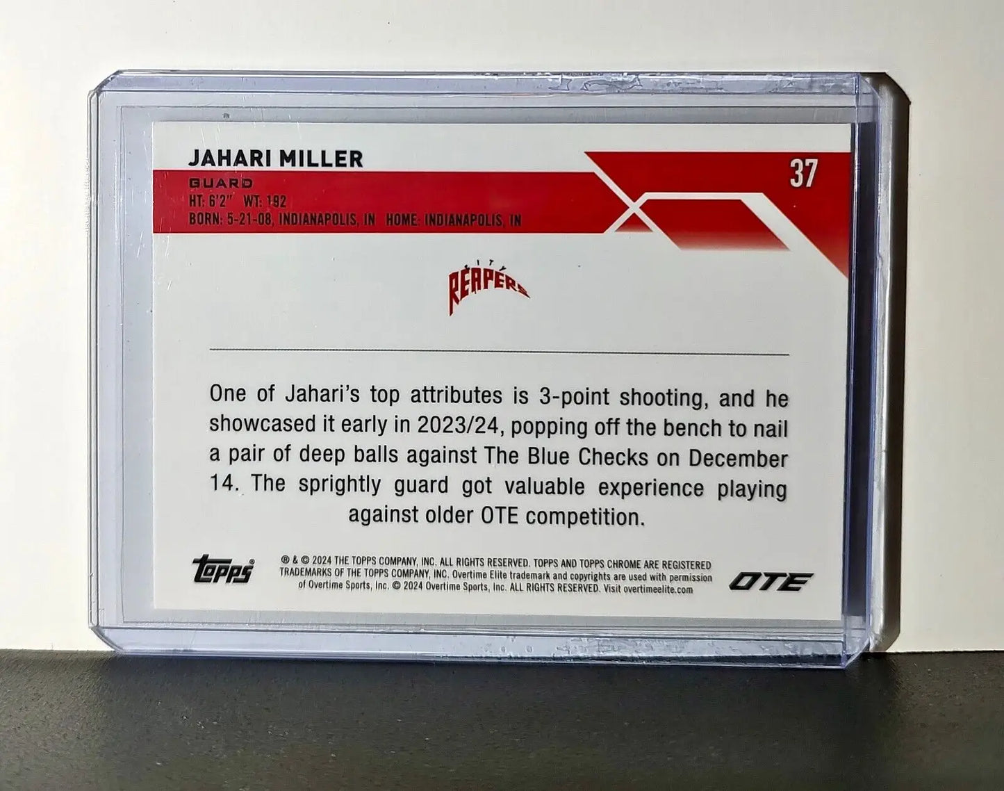 Jahari Miller Rookie Card 2023-24 Topps Chrome Overtime #37 City Reapers - Basketball Card Single