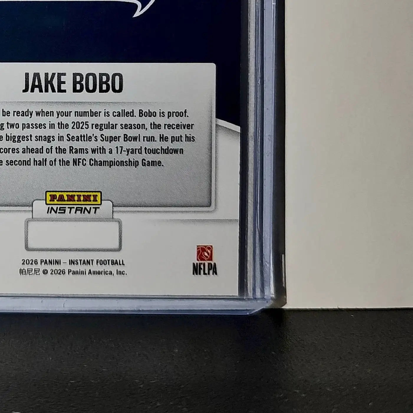 Jake Bobo 2026 Panini NFL Super Bowl LIX Champions #30 Card Seattle Seahawks - Football Card Single