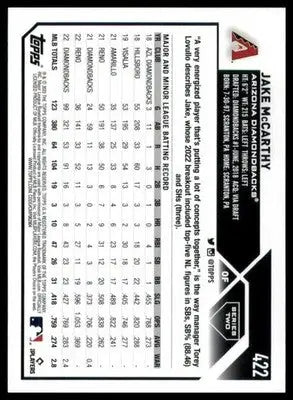 Jake McCarthy 2023 Topps #422 Arizona Diamondbacks - Baseball Card Single