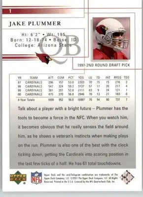 Jake Plummer - 2001 Upper Deck - #1 - Football - Football Card Single