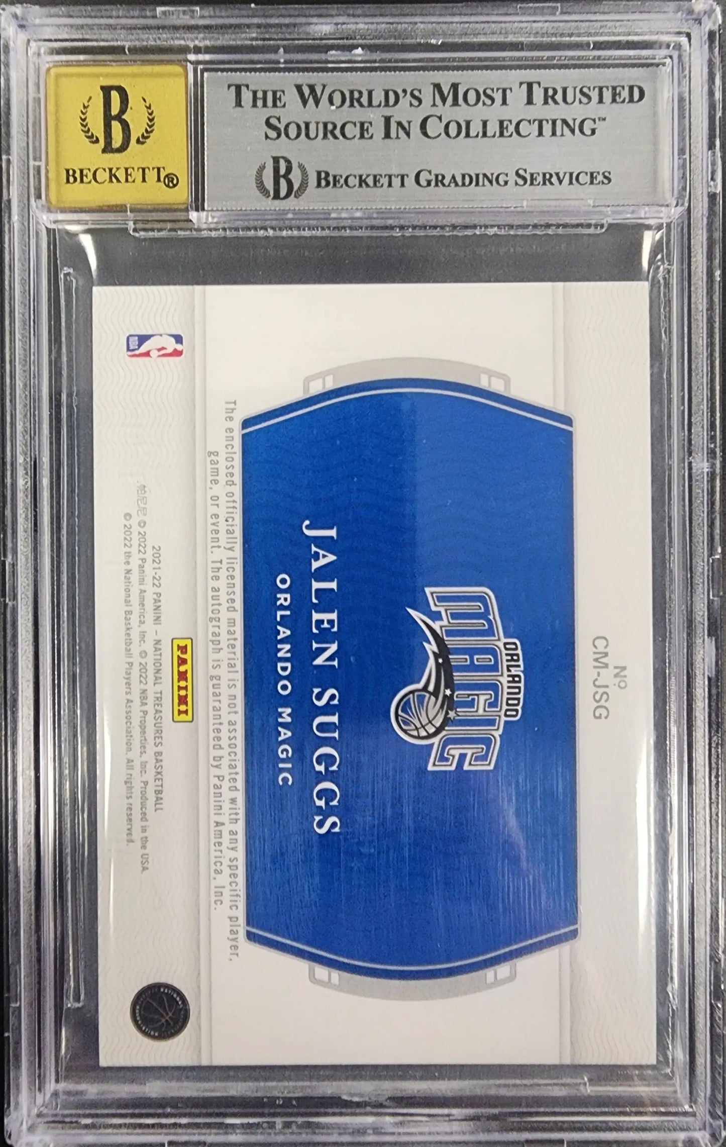 Jalen Suggs 2021 Panini National Treasures Colossal Patch Auto #7/25 BGS 9 Auto 10 - Basketball Card Single