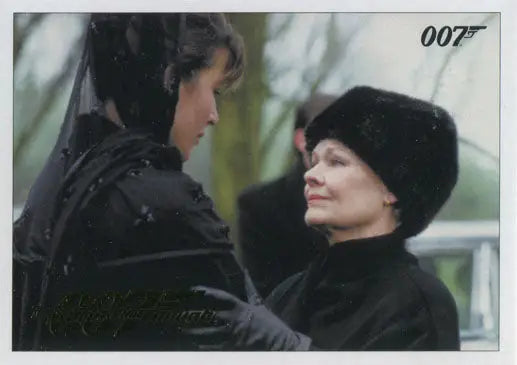 Two women in dark winter clothing outdoors for Gold Parallel Trading Cards
