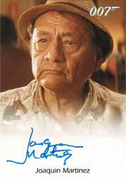 Elderly man with serious expression on James Bond Autograph Card of Joaquin Martinez