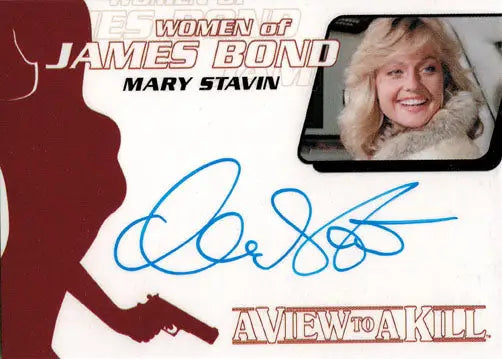 Autographed trading card of Mary Stavin as Kimberley Jones from James Bond Archives 2014