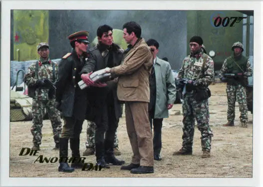 Group of men in military and civilian attire featured on Gold Foil Trading Card