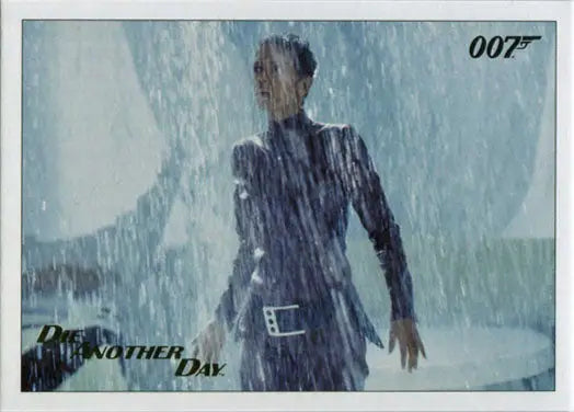 Silhouetted person in heavy rain, featured on Die Another Day Gold Foil trading card