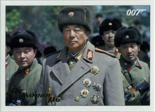 Soviet military officer in winter uniform with medals on James Bond Archives gold foil card