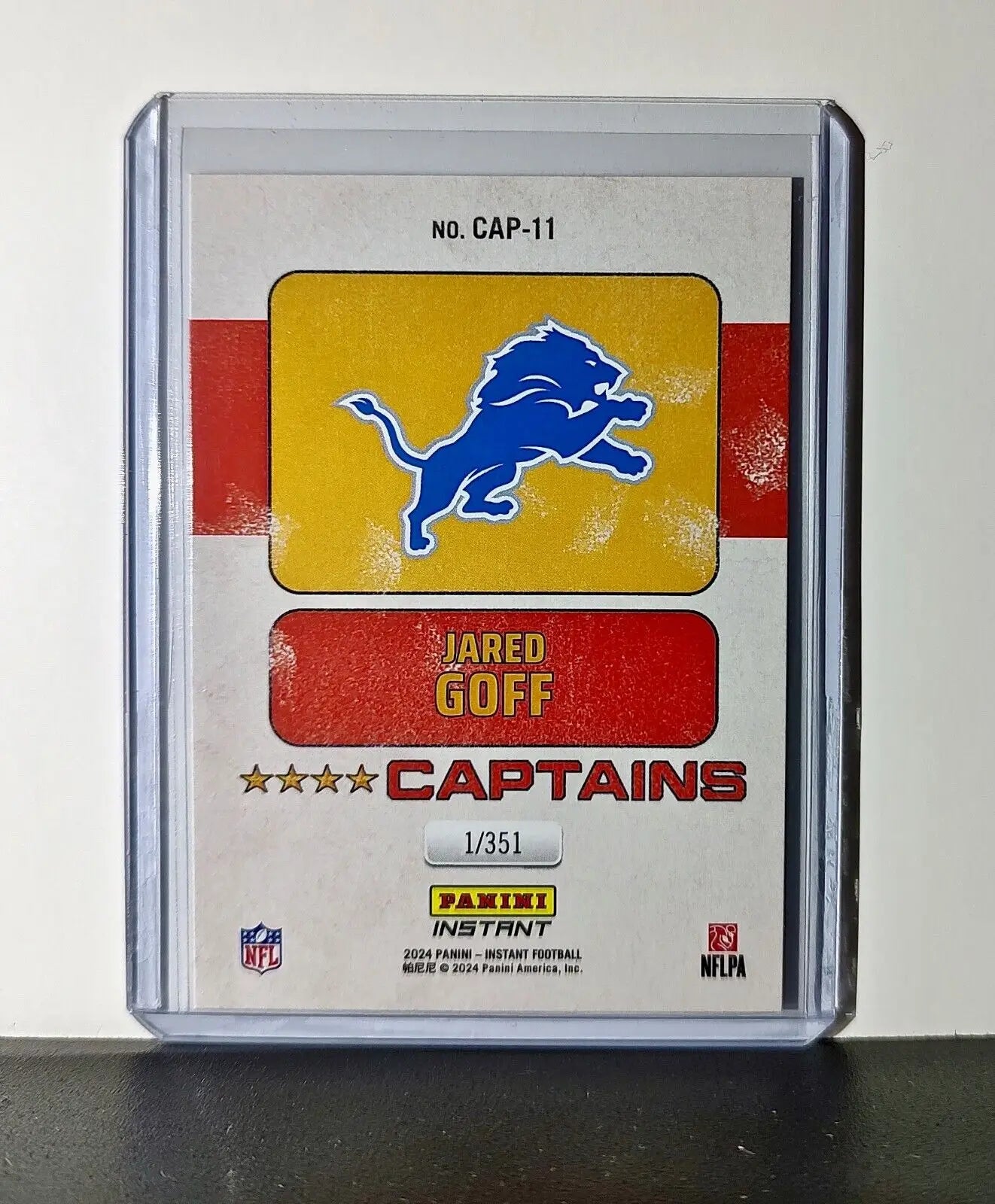 Jared Goff 2024 Panini Captains NFL #11 Card Detroit Lions 1/351 - Football Card Single