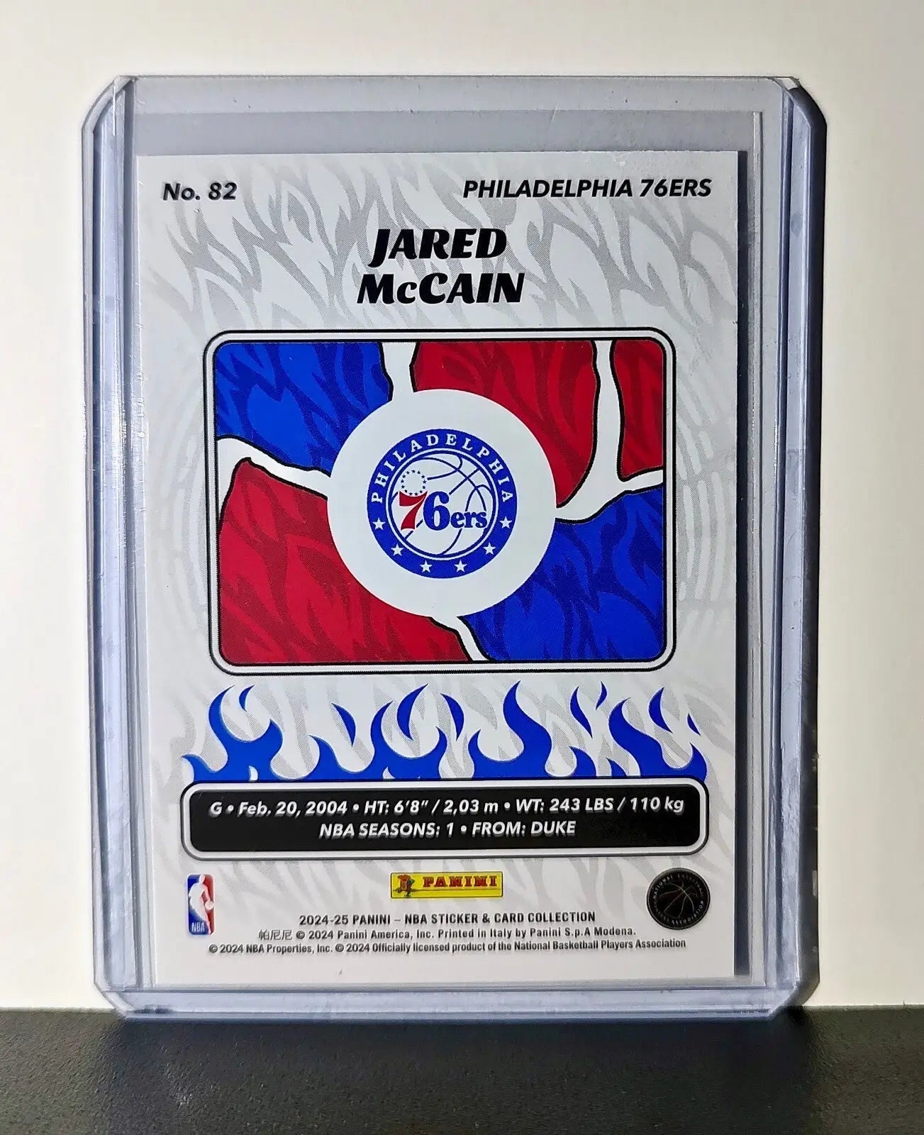 Jared McCain Rookie 2024-25 Panini NBA #82 Foil Sticker Card Philadelphia 76ers - Basketball Card Single