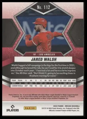 Jared Walsh 2022 Panini Mosaic #112 Los Angeles Angels - Baseball Card Single