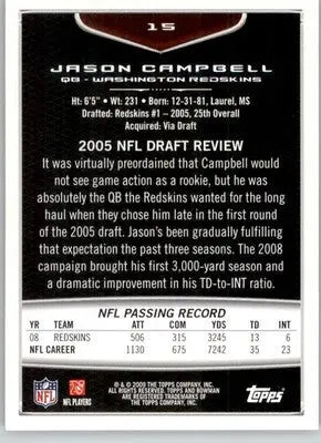 Jason Campbell - 2009 Bowman Draft Picks - #15 - Football - Football Card Single