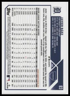 Javier Báez 2023 Topps Chrome X-Fractors #83 Detroit Tigers - Baseball Card Single