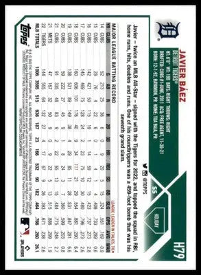 Javier Báez 2023 Topps Holiday Metallic #H79 Detroit Tigers - Baseball Card Single