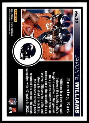 Javonte Williams 2024 Panini Zenith Two Minute Drill #30 Denver Broncos - Football Card Single