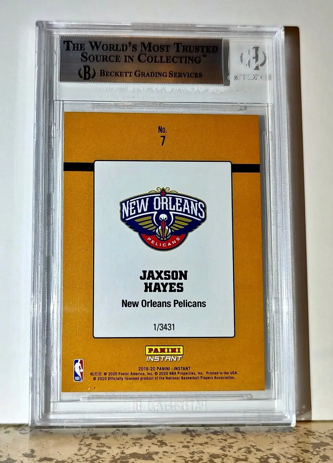 Jaxson Hayes 2019-20 Panini NBA #7 1989 Rated Rookies 1/3431 BGS 8.5 Pelicans - Basketball Card Single