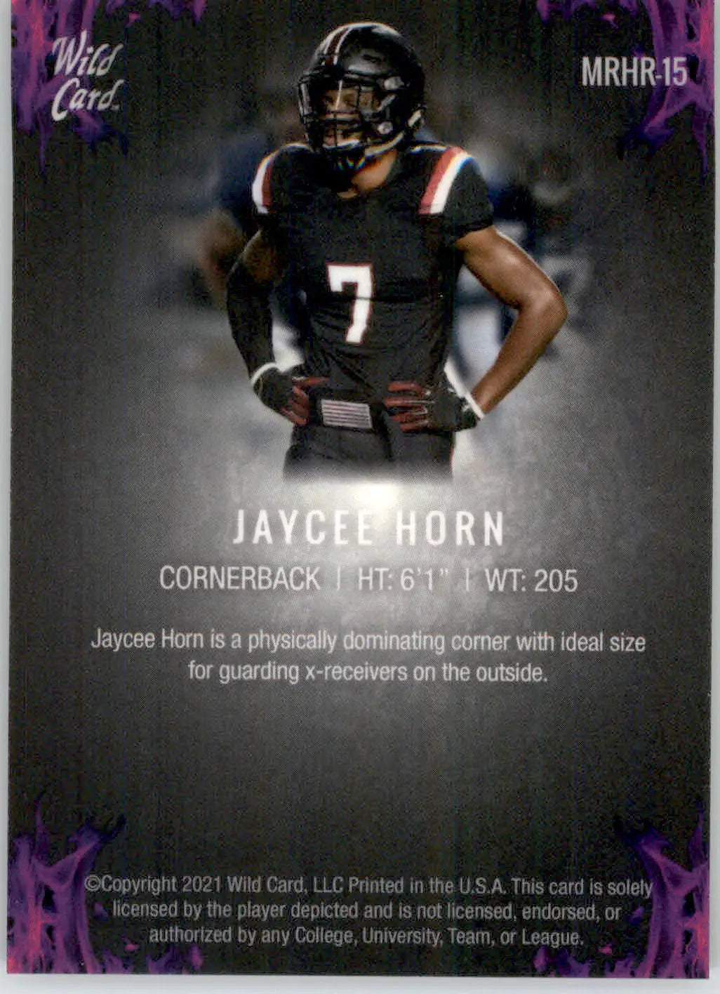 Jaycee Horn - 2021 Wild Card Matte White - #MRHR-15 - Red Hot Rookie Football - Football Card Single