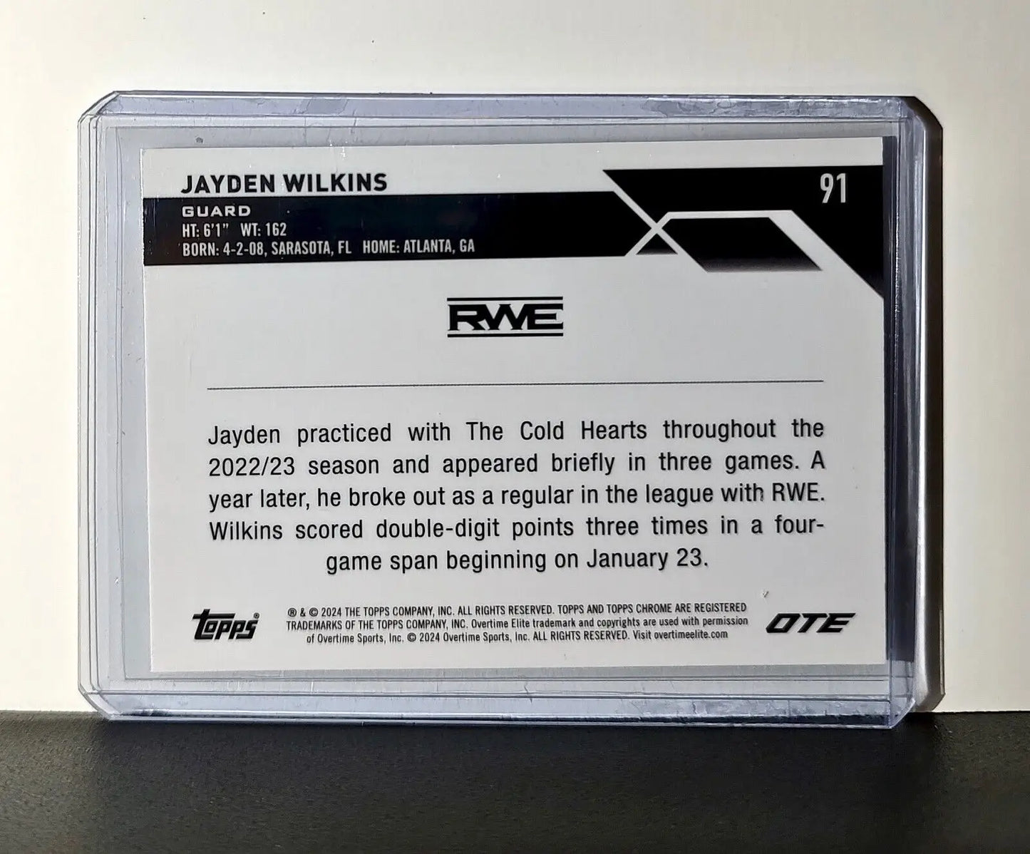 Jayden Wilkins Rookie Card 2023-24 Topps Chrome Overtime #91 RWE - Other