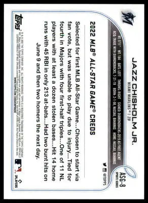Jazz Chisholm Jr. 2022 Topps Update 2022 MLB All-Star Game #ASG-8 Miami Marlins - Baseball Card Single