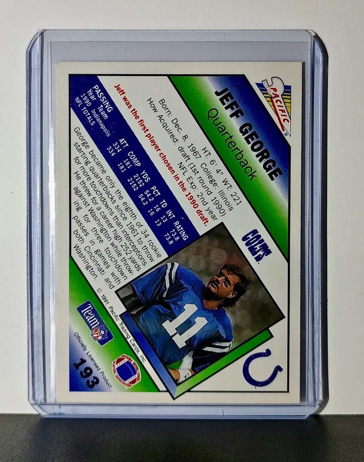 Jeff George 1991 Pacific NFL #193 Card Indianapolis Colts