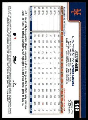 Jeff McNeil 2025 Topps #149 New York Mets - Baseball Card Single