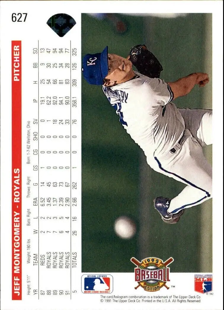 Jeff Montgomery 1992 Upper Deck MLB #627 Baseball Card Kansas City Royals