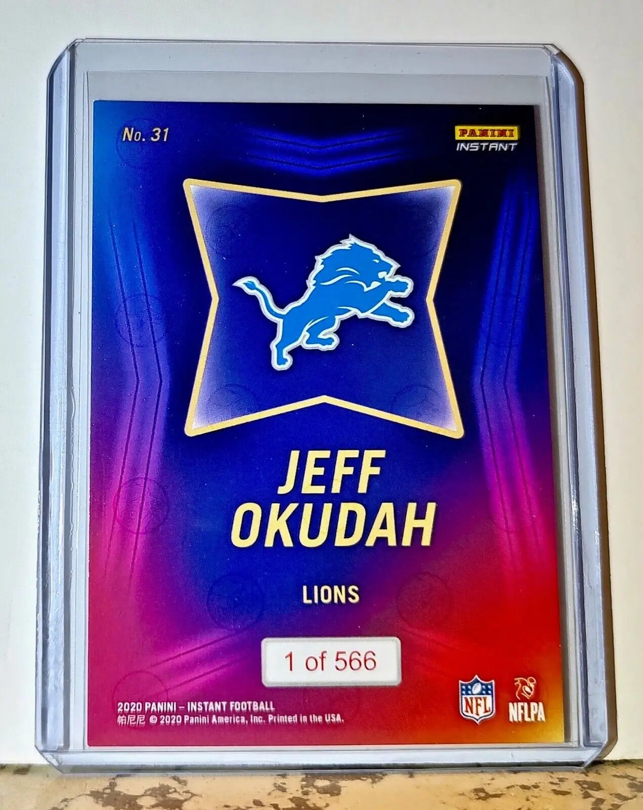 Jeff Okudah 2020 NFL Draft Night NFL #31 Football Card Detroit Lions 1 of 566