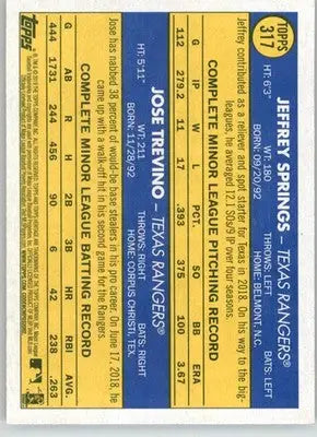 Jeffrey Springs / Jose Trevino - 2019 Topps Heritage - #317 - RC Baseball - Baseball Card Single