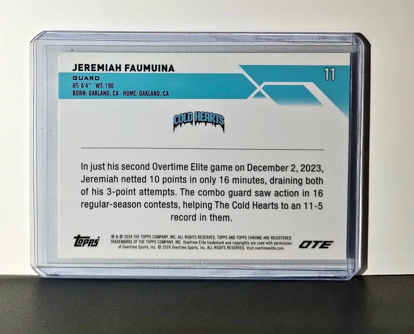 Jeremiah Faumuina 2023-24 Topps Chrome Overtime #11 Card Cold Hearts - Other