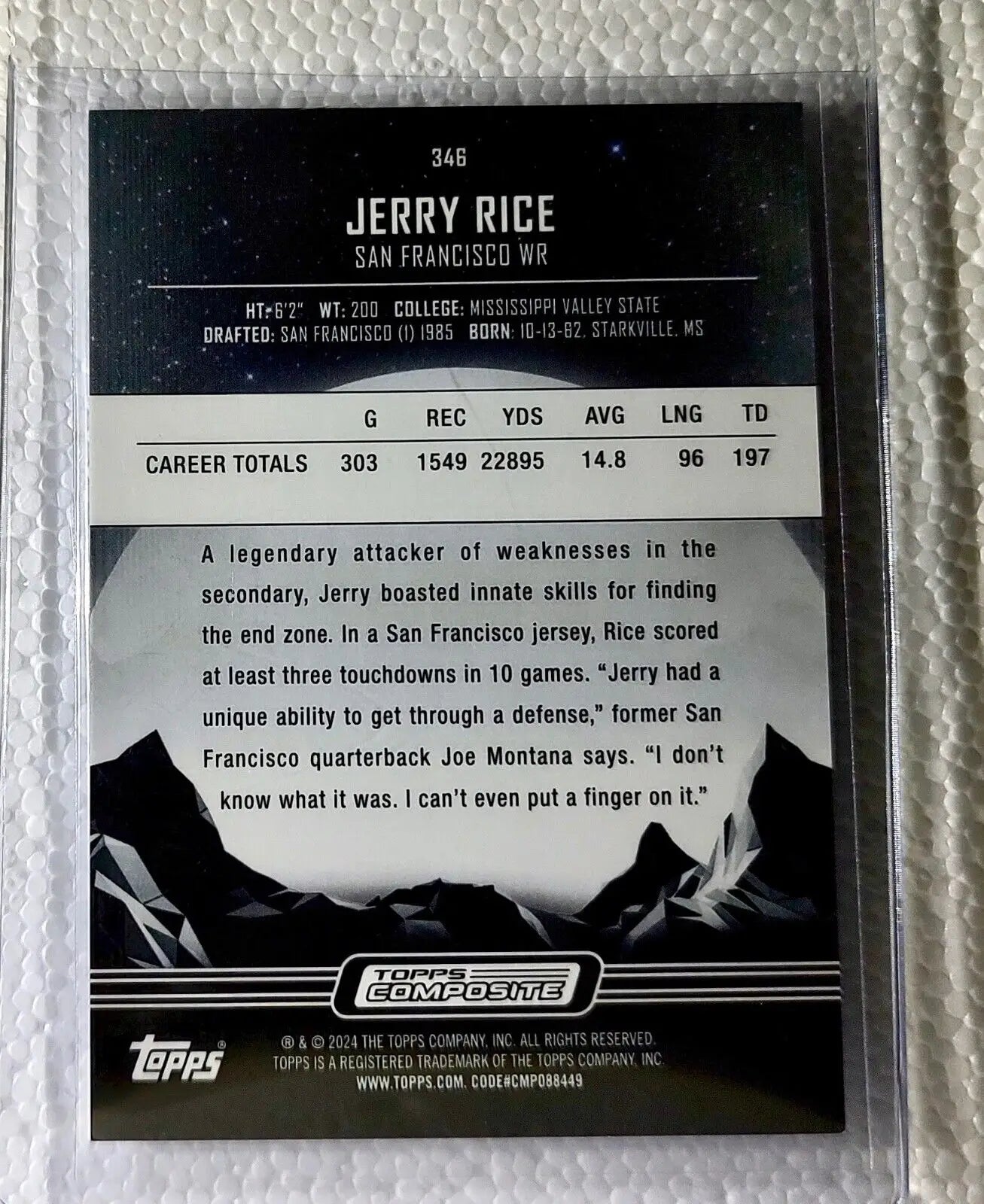 Jerry Rice 2023 Topps Midnight NFL #346 Football Card San Francisco 49ers