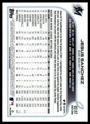 Jesus Sanchez 2022 Topps Update #US197 Miami Marlins - Baseball Card Single