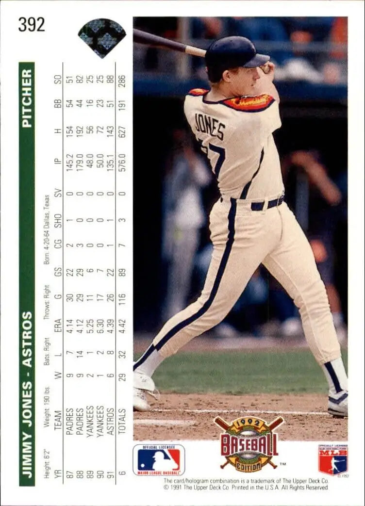 Jimmy Jones 1992 Upper Deck MLB #392 Baseball Card Houston Astros