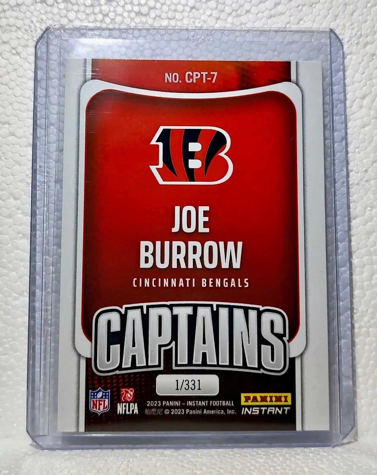Joe Burrow 2023 Panini NFL Captain #7 Football Card Cincinnati Bengals 1/331