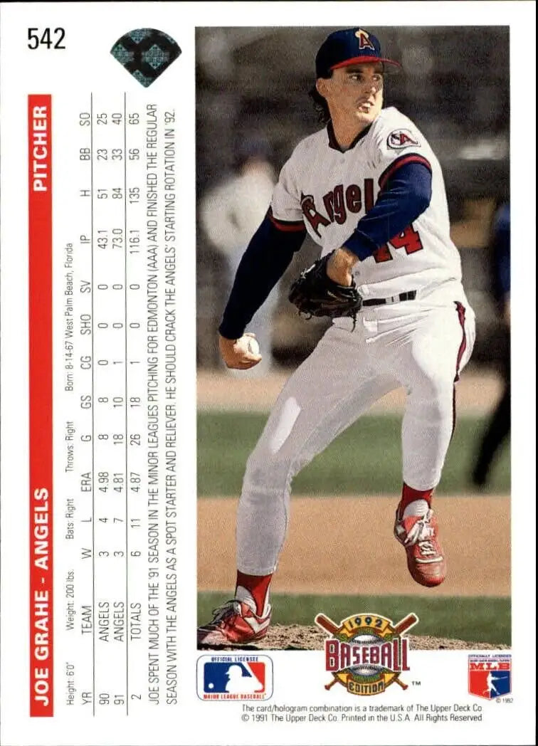Joe Grahe 1992 Upper Deck MLB #542 Baseball Card California Angels