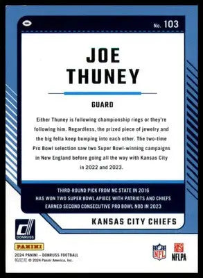 Joe Thuney 2024 Donruss #103 Kansas City Chiefs - Football Card Single