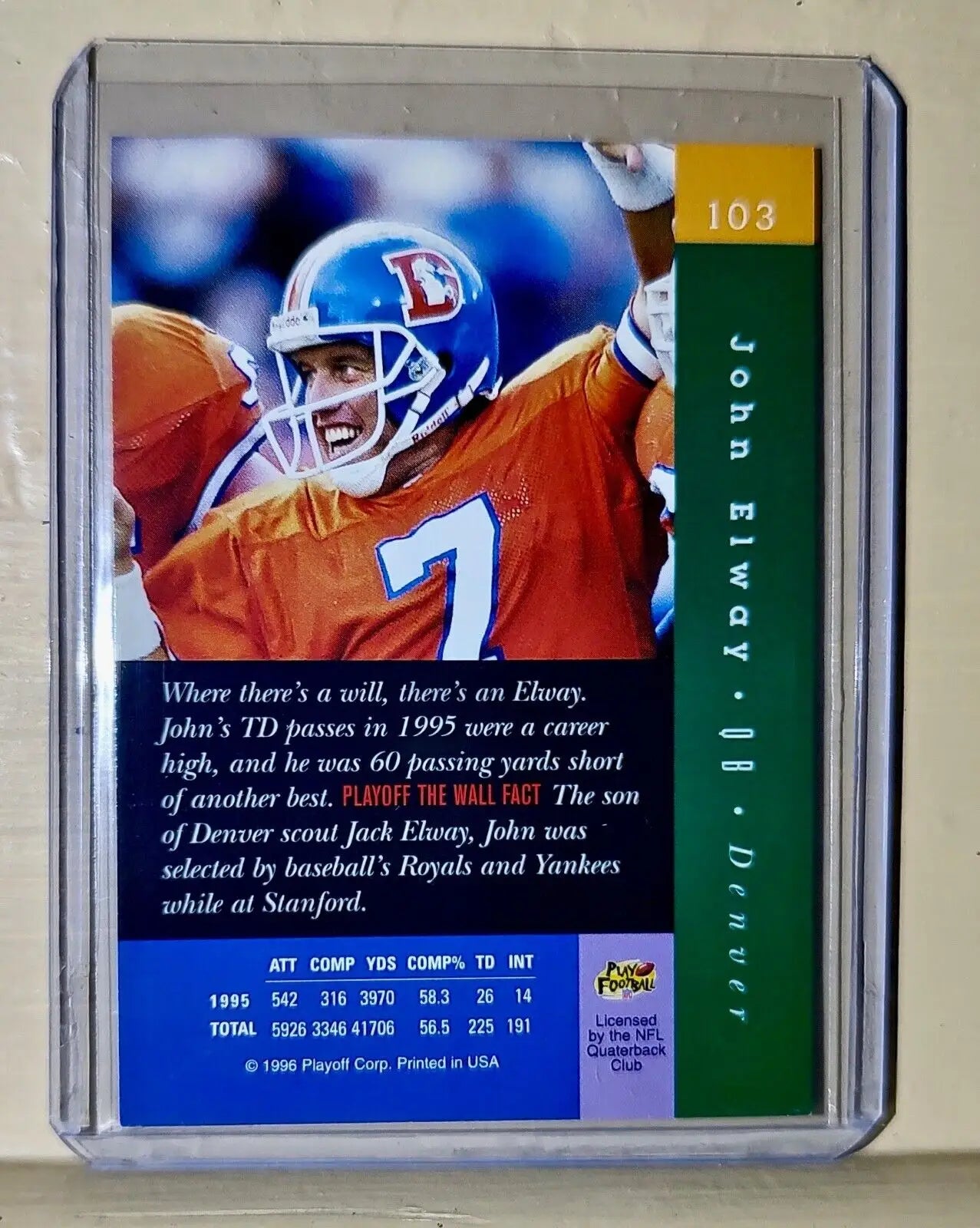 John Elway 1996 Absolute Playoff Football #103 NFL Card Denver Broncos - Football Card Single