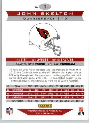 John Skelton - 2013 Score - #1 - Football - Football Card Single