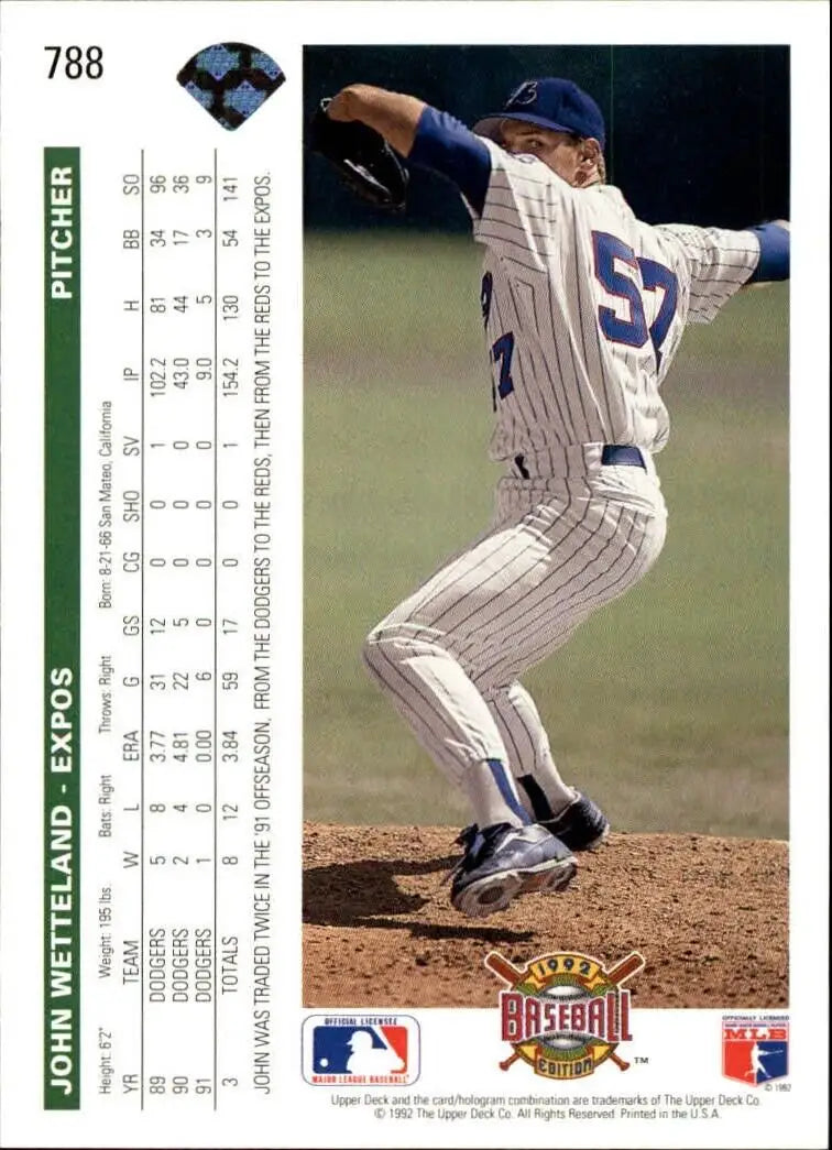 John Wetteland 1992 Upper Deck MLB #788 Baseball Card Montreal Expos