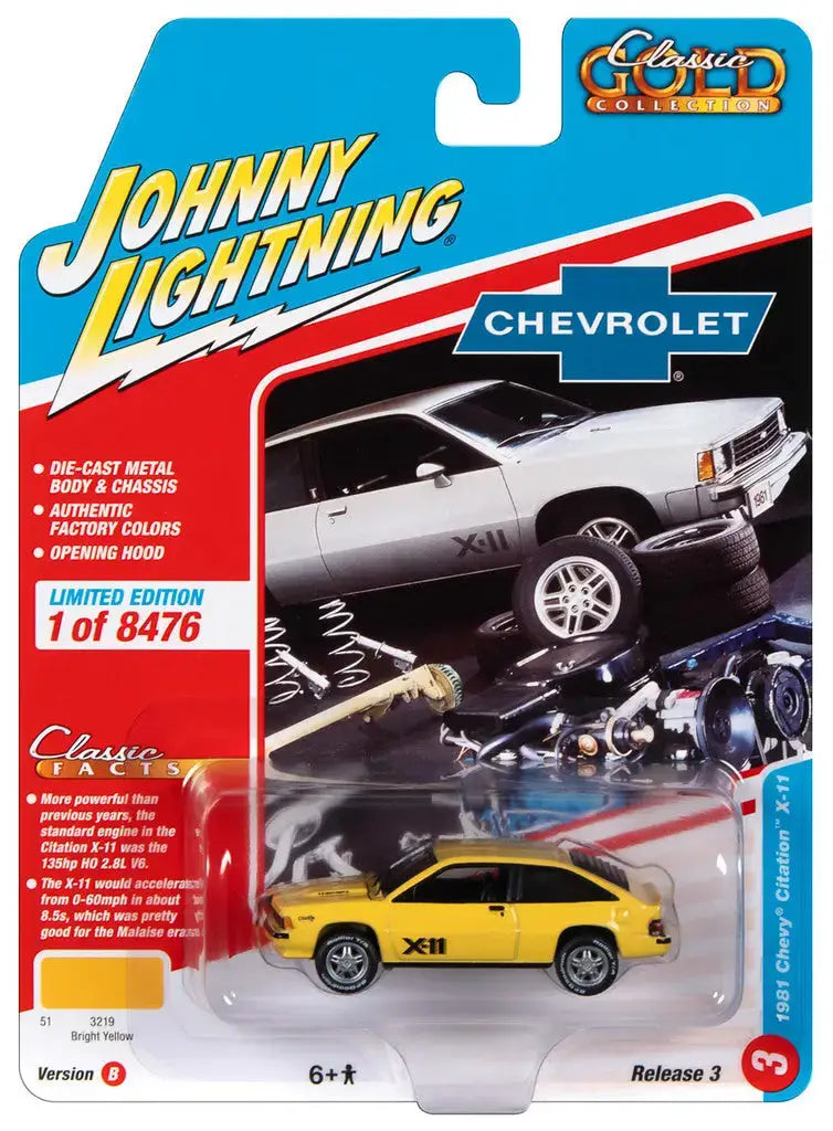 Johnny Lightning JLCG030 Classic Gold VER B 1981 Chevy Citation X-11 Yellow - Other