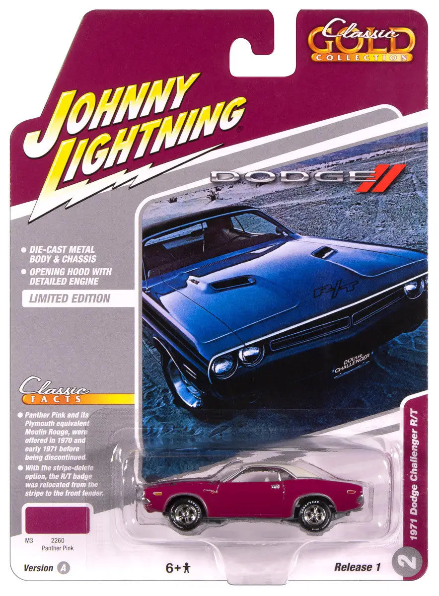 Johnny Lightning JLCG033 Classic Gold VER A 1971 Dodge Challenger R/T Pink - Collectibles