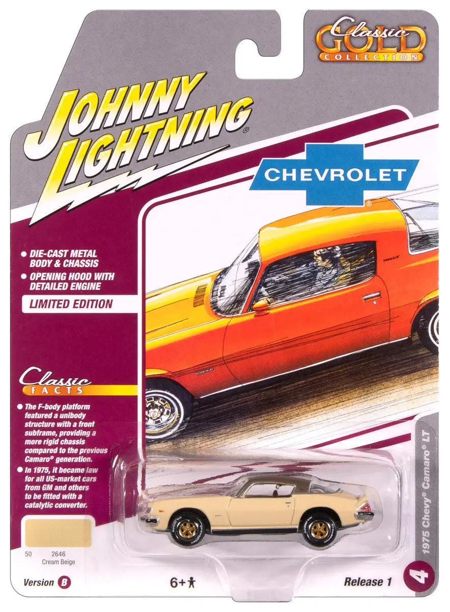 Johnny Lightning JLCG033 Classic Gold VER B 1975 Chevy Camaro LT Beige - Collectibles