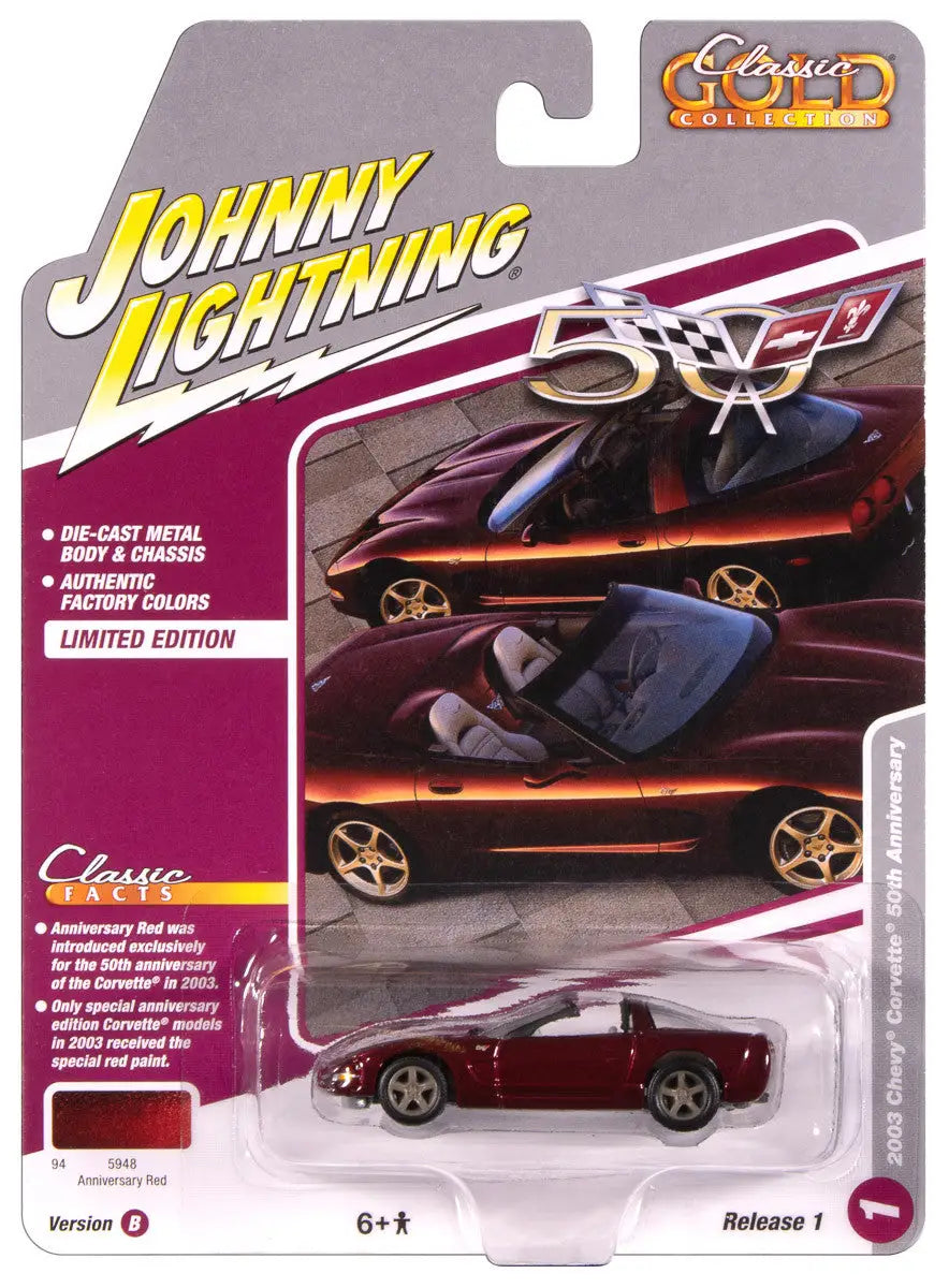 Johnny Lightning JLCG033 Classic Gold VER B 2003 Chevy Corvette 50th Anniversary - Collectibles