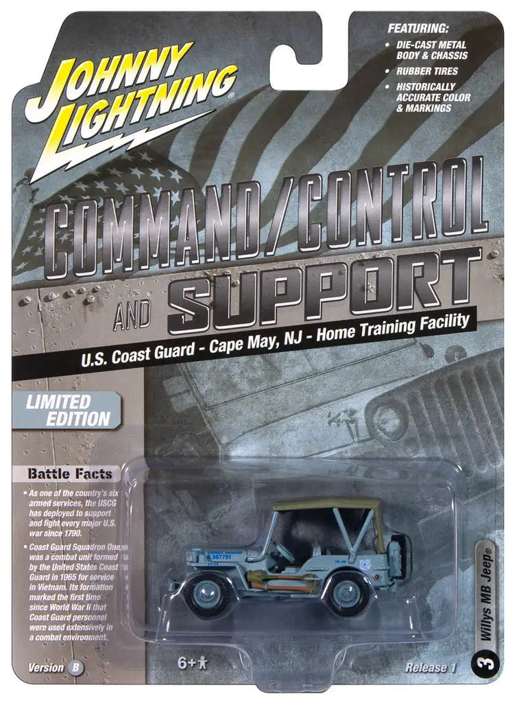 Johnny Lightning Military Willys MB Jeep U.S. Coast Guard die-cast toy in packaging