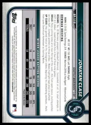 Jonatan Clase 2022 Bowman Prospects #BP-118 Seattle Mariners - Baseball Card Single