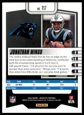 Jonathan Mingo Rookie 2023 Panini Absolute Retail #117 Carolina Panthers - Football Card Single