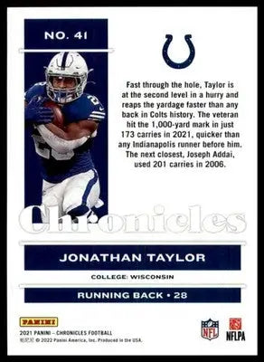 Jonathan Taylor 2021 Panini Chronicles #41 Indianapolis Colts - Football Card Single